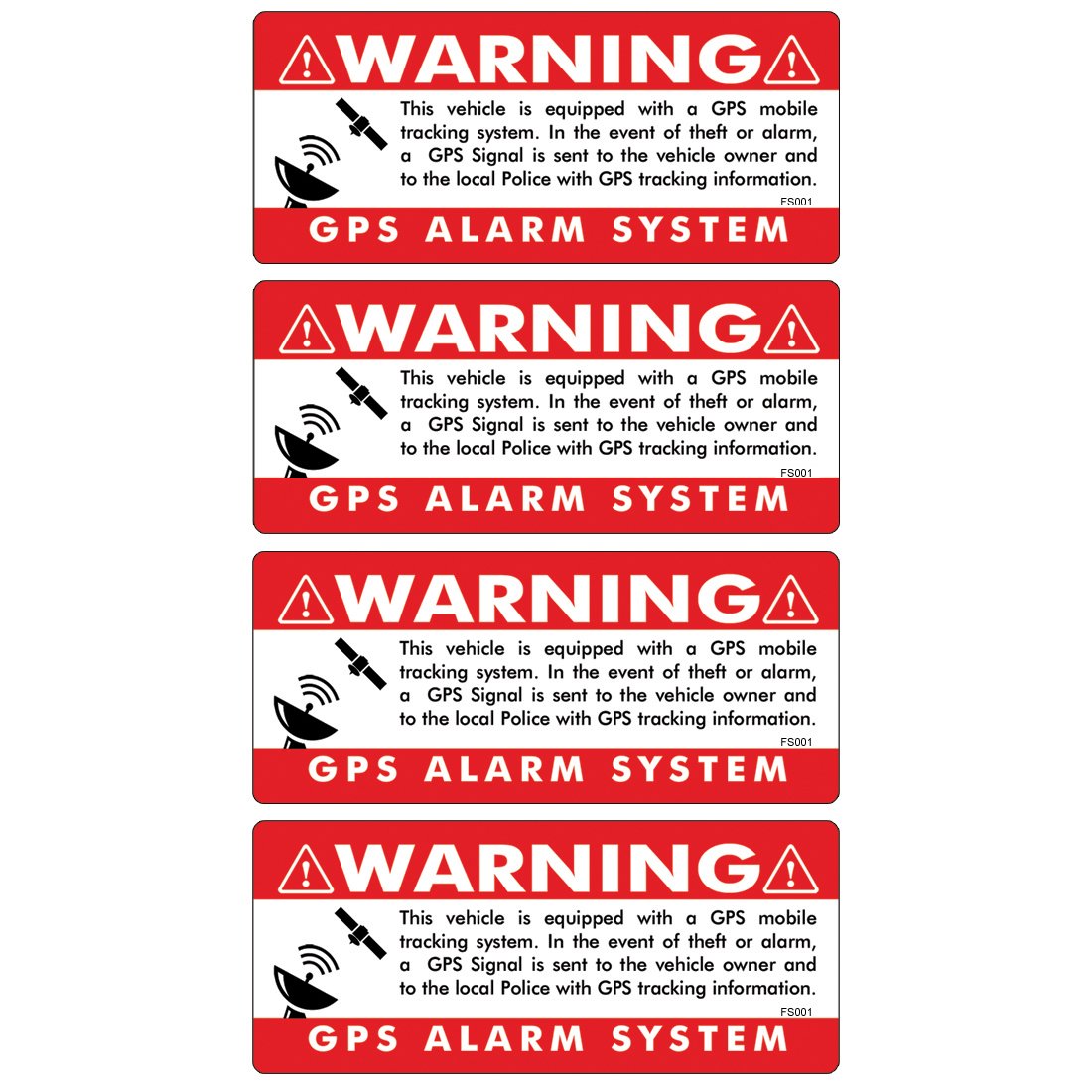 Gps 4 Pack 3.5''X1.5'' Red Anti Theft Stickers #Fs001 Vehicle Security System Alarm Decal Car Truck